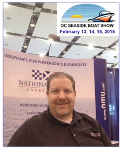 NMU Underwriter Al Saunders mans the exhibition booth at the Sea Side Boat show. 